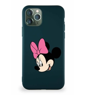Apple iPhone 11 Pro Soft Premier Kapak Minnie Mouse-B Tasarımlı Silikon Kılıf - Yeşil (Şeffaf)