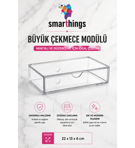 Şeffaf Çok Bölmeli Makyaj ve Takı Düzenleyici Organizer 22x13x6 cm