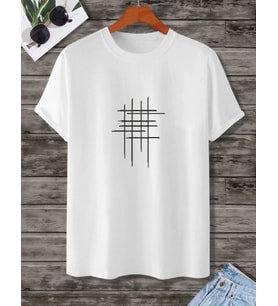 Kadın Baskılı Oversize kısa kol T-Shirt - Beyaz
