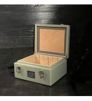 Mezmob İspanyol Sedir Humidor Puro Kutusu Baskı Kilitli Fitilli Haki Yeşil Lake Boya Dijital