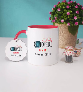 Ortapedi Uzmanı Kupa Bardak Kırmızı ve Anahtarlık