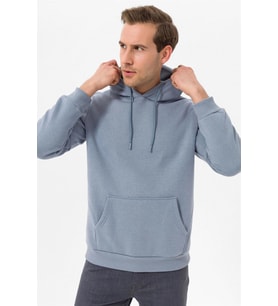 Süvari Kapüşonlu Yaka Regular Kalıp Düz Açık Mavi Sweatshirt