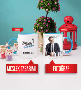 Müdür Yardımcısı Kupa Bardak Mavi Fotoğraflı