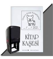 Kişiye Özel Sevimli Köpek 16 Tarihli Otomatik Kitap Kaşesi (Siyah)