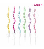 Kıvrımlı 6lı Mum Makaron Karışık