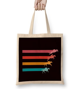 Retro Equestrian Sport Vintage Horses Riding Horse Dressage Bez Çanta Uzun Saplı