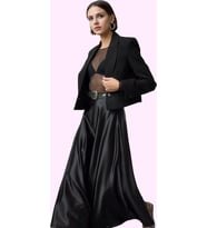 Kadın Moda Stil Midi Astarsız Örme A Line Çan Kesim Midi Etek (Siyah)