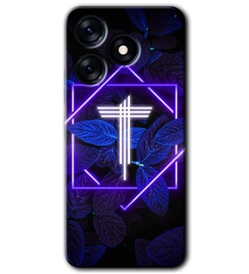 Tecno Spark 10C Kılıf HD Desen Baskılı Kılıf - Dark Neon Yaprak T Harfi