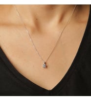 Beyaz Altın Tektaş Zincir Kolye