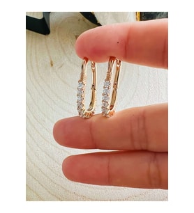 XUPING ROSE RENK TAŞLI KARE KÜPE ACR6087