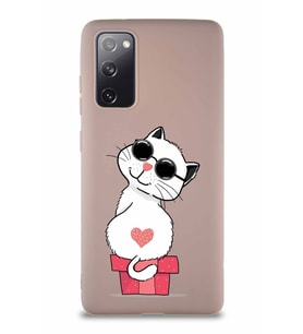 Samsung Galaxy S20 FE Soft Premier Kapak Coolcat Tasarımlı Silikon Kılıf - Pudra (Şeffaf)