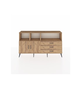 Arges Konsol 5 Raflı 3 Çekmeceli 2 Kapaklı 176x30x99 Çam-Çam