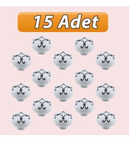 15 Adet Defne Siyah Çizgili Beyaz Polimer Düğme Kulp Mantar Mobilya Mutfak Dolabı Çekmece Kulbu Kulpları