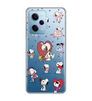 Redmi Note 12 Pro 5G Uyumlu Snoopy ve Kalp Tasarımlı Şeffaf Telefon Kılıfı