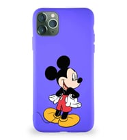 Apple iPhone 11 Pro Max Soft Premier Kapak Mickey Mouse-D Tasarımlı Silikon Kılıf - Mor (Şeffaf)