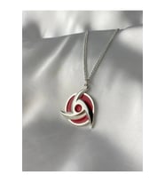 Anime Naruto Sharingan Kolye Cosplay Kırmızı Mineli Gümüş Kaplama
