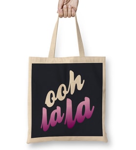 Ooh La La Slogan Bez Çanta Uzun Saplı