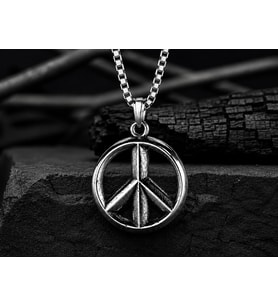 Paslanmaz Çelik Antik Eskitme Gümüş Renk Barış Sembolü Peace Kolye