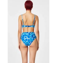 Kadın Bikini Takımı Balconette Kaplı Balenli Yüksek Bel Hipster Şal Desen Taş Baskı Kolsuz Örme