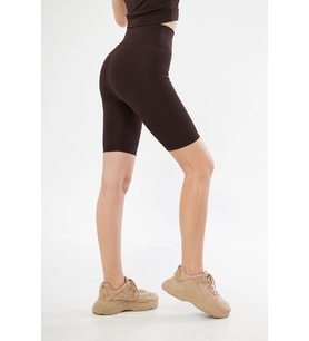 Lesa Wear Yüksek Bel Likralı Toparlayıcı Kısa Şort Tayt (Kahverengi)