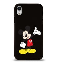 Apple iPhone XR Uyumlu Lansman Kılıf Mickey Mouse Tasarımlı Altı Kapalı İçi Kadife Kaplı  Kapak (Şeffaf)