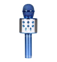 Kablosuz Bluetooth Karaoke Mikrofon Hoparlör Şarj Edilebilir El Mavi