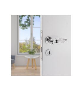 Topkapı Kristal Cam Rozetli Krom Oda Kapı Kolu Koldoor 5 Takım