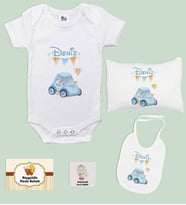 BK Kids Kişiye Özel İsimli 5 Parça Beyaz Bebek Body Zıbın Yastık Hediye Seti, Yeni Doğan Bebek Giyim Hediyesi-10