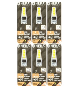 (6 Adet) Heka 2W (14W) 3000K (Sarı Işık) G4 Duylu Dim Edilebilir Led Kapsül Ampul