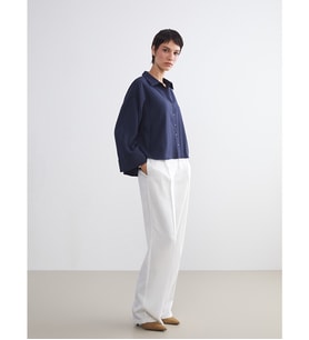 LCW Vision Lacivert Oversize Modal Karışımlı Kadın Gömlek