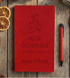 Kişiye Özel Müzik Öğretmeni Defter Öğretmenler Günü Hediyesi (Kırmızı)