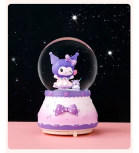 Sevimli Kar Küresi – Püskürtmeli Pembe & Mor My Melody & Kuromi Figürlü Dekoratif Işıklı Biblo