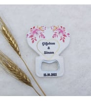 30 Adet Pembe Çiçek Baskılı Kalp Balon Açacak Magnet 7,5x8,5 Cm Uv Nikah Şekeri Nişan Hediyeği-