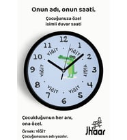 İsme Özel Sevimli Timsah Çocuk Odası Duvar Saati Orta Boy 30 cm Siyah Camlı Sessiz