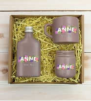 BK Gift Kişiye Özel İsimli DTF Anne Temalı Mat Gri Kahve Fincanı & Kolonya & Mum Hediye Seti-3, Anneye Hediye, Anneler Günü Hediyesi