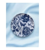Blue Blanc Çiçekli Kelebekli Dekoratif Duvar Tabağı Duvar Süsü 26cm Mavi Tabak