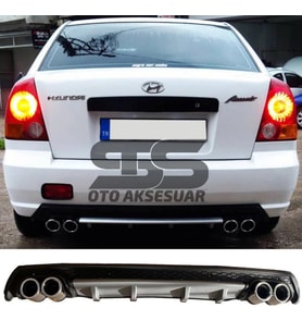 Hyundai Accent Admire Difüzör Arka Tampon Eki 4 Egzoz Çıkışlı Gri Lüx Tip