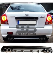 Hyundai Accent Admire Difüzör Arka Tampon Eki 4 Egzoz Çıkışlı Gri Lüx Tip
