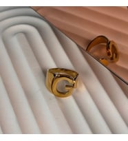 HARFLİ AYARLANABİLİR GOLD RENK ÇELİK YÜZÜK G HARFİ 316L ÇELİK ANTİALERJİK