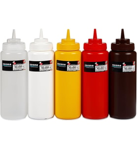 Genis Kapakli Ketçap ve Mayonez Sisesi, 700 ml Kapasite, Kirmizi