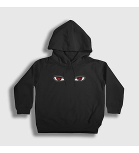 Presmono Unisex Çocuk Siyah Sharingan Anime Naruto Kapüşonlu Sweatshirt 134382tt