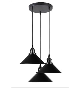 RİOLİGHT VİNTAGE,RETRO,RUSTİK, SİYAH 3XE27 DUYLU METAL SARKIT AVİZE ÇAP:30CM