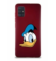 Samsung Galaxy M31S Soft Premier Kapak Donald Duck-B Tasarımlı Silikon Kılıf - Mürdüm (Şeffaf)