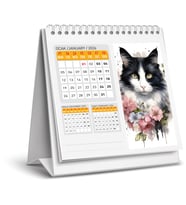 2026 KEDİ COLOR MASA TAKVİMİ-16X15 CM-SERT TAŞIYICILI-SPİRALLİ