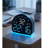LED Dijital Alarm Saati Sıcaklık Tarih Gün Göstergeli Ortam Aydınlatmalı Çift Ekranlı Masa Saati Gec