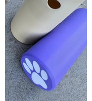 3D Baskı Köpek Ödül Mama Dağıtıcı Yuvarlanan Silindir Zeka Oyuncağı Pati Desenli - Mor