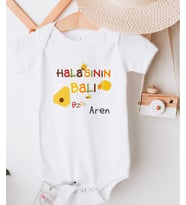 Halasının Balı Tasarım Zıbın Kişiye Özel Baskılı Bebek Body & Zıbın