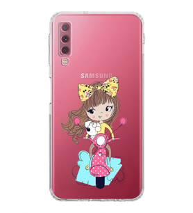 Samsung Galaxy A7 2018  Kamera Korumalı  Kapak Vespagirl Tasarımlı  Şeffaf Kılıf