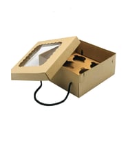 23x23x10 Asetat Kraft Kapaklı 6'lı CupCake Kutusu Karton Kutu (10 Adet)