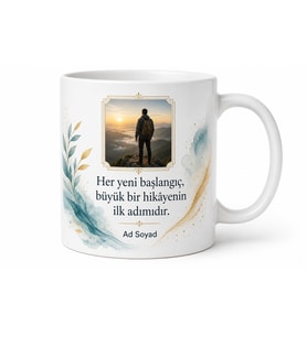 Yeni İşe Başlayan İçin Fotoğraflı İsimli Baskılı Kupa Bardak Tebrik Hediyesi